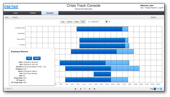 Picture of euipment resource tracking from Crisis Track
